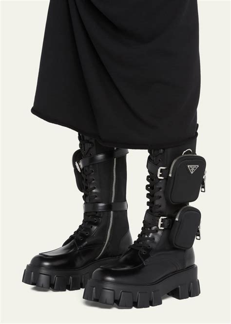 prada winter boots damen|prada combat boots with pouches.